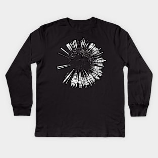 Eye Burst White Lines Kids Long Sleeve T-Shirt